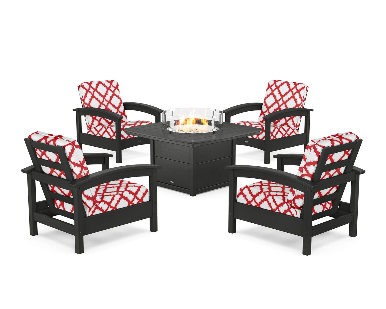 Trex Rockport 5-Piece Deep Seating Set with Yacht Club Fire Pit Table