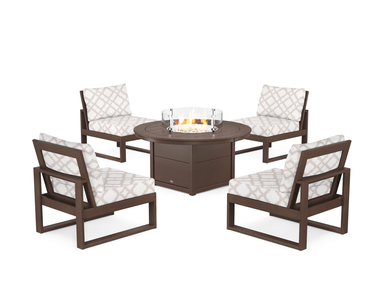 Trex Eastport Modular 5-Piece Deep Seating Set with Round Fire Pit Table