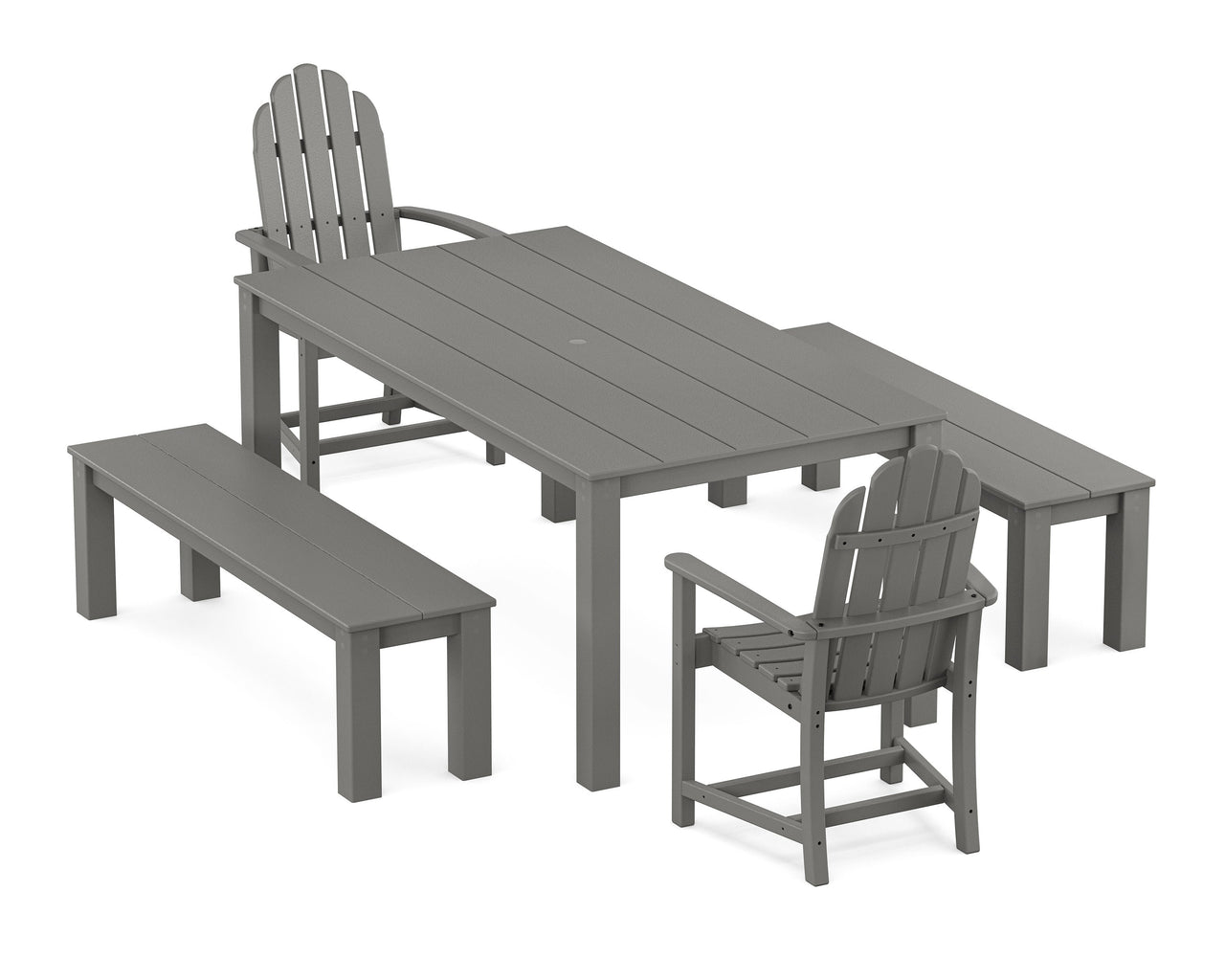 Trex Cape Cod Adirondack 5-Piece Parsons Dining Set with Benches