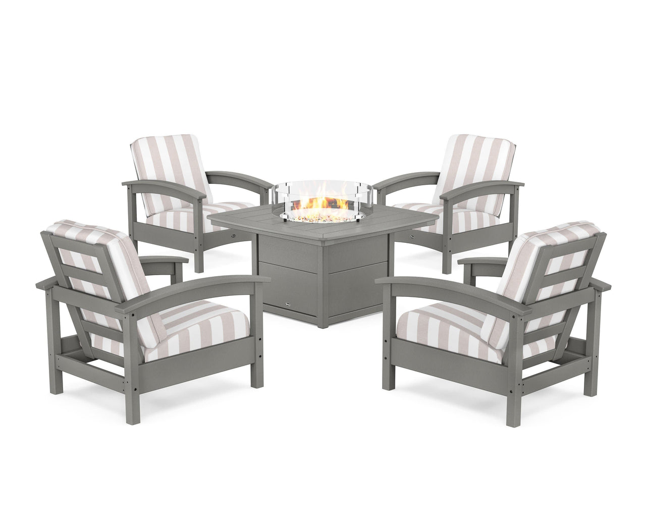 Trex Rockport 5-Piece Deep Seating Set with Yacht Club Fire Pit Table