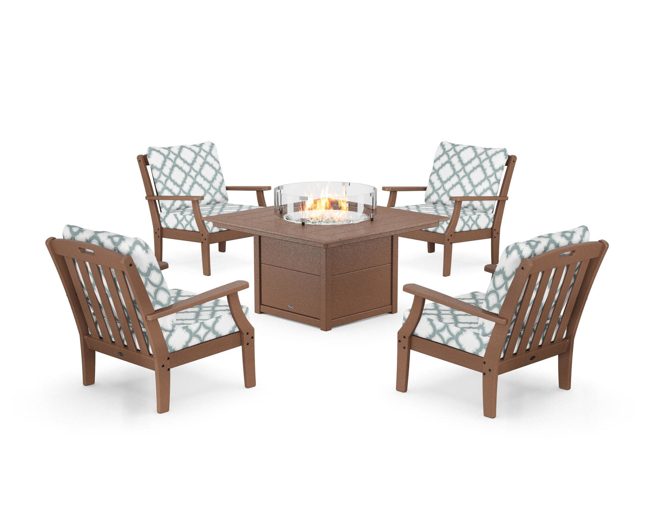 Trex Yacht Club 5-Piece Deep Seating Set with Square Fire Pit Table