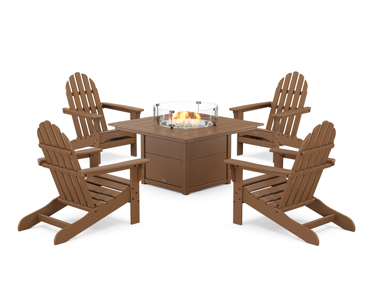 Trex Cape Cod Adirondack 5-Piece Set with Square Fire Pit Table