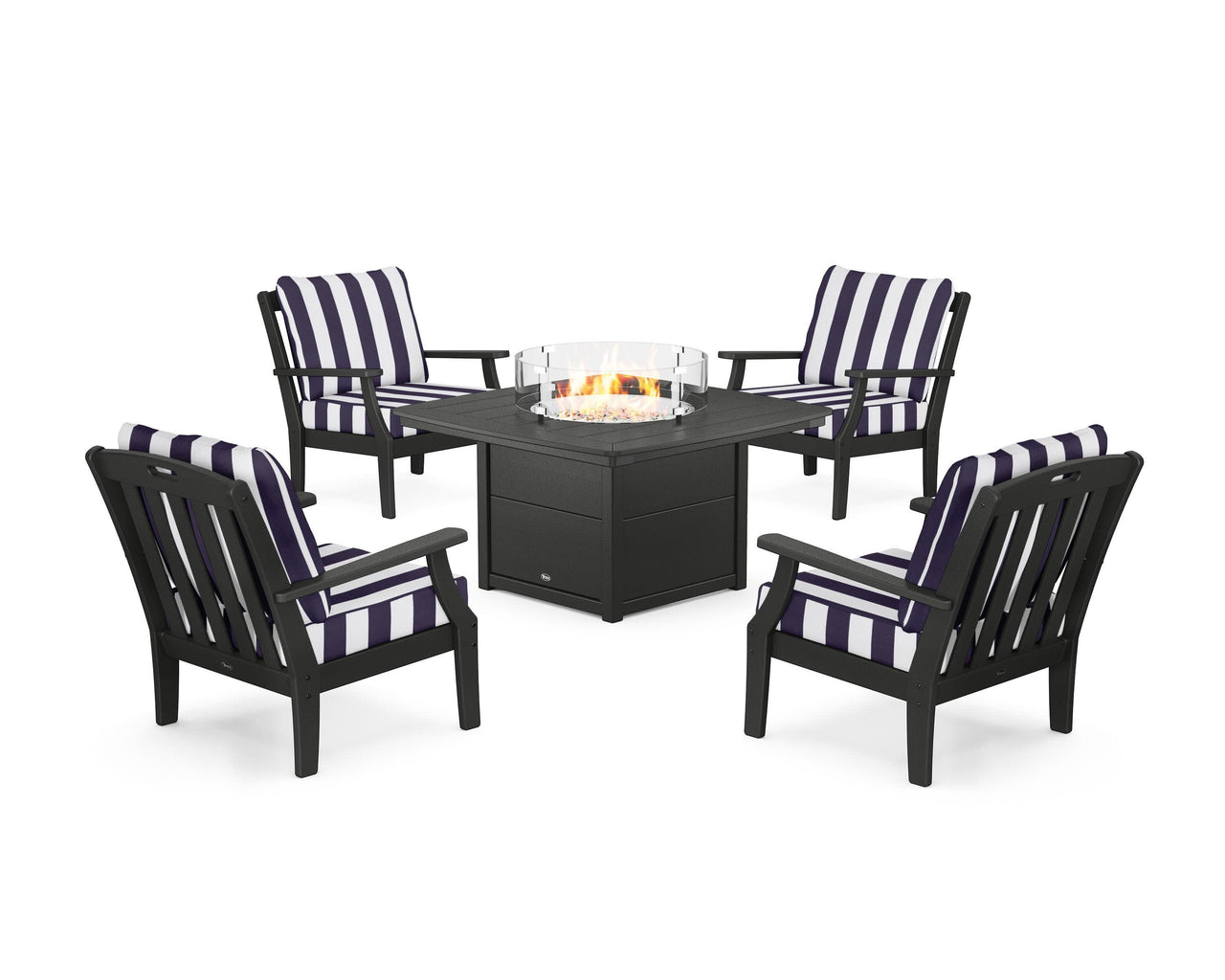 Trex Yacht Club 5-Piece Deep Seating Set with Fire Pit Table