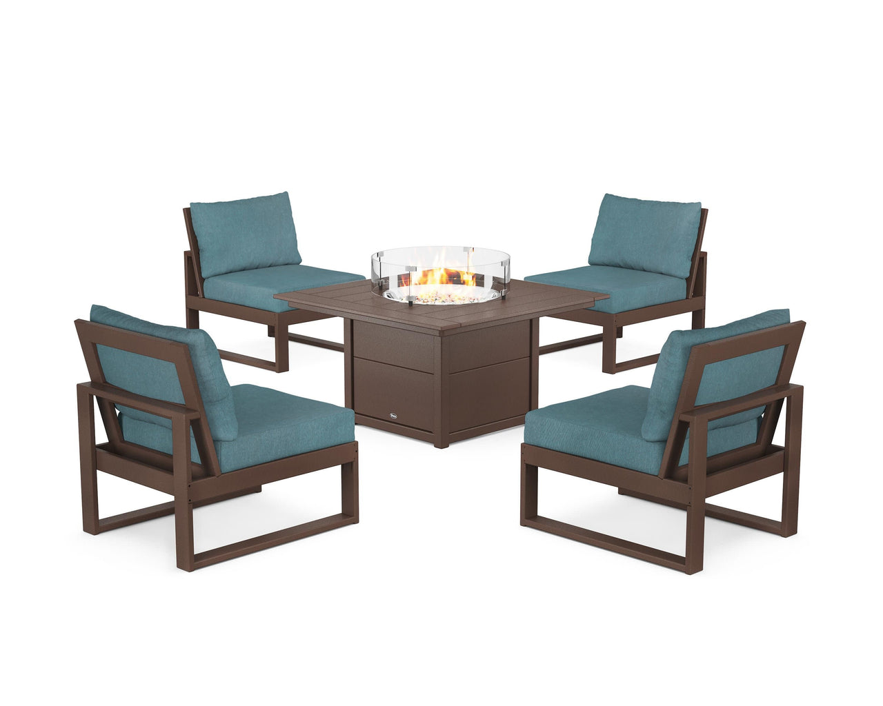 Trex Eastport Modular 5-Piece Deep Seating Set with Square Fire Pit Table