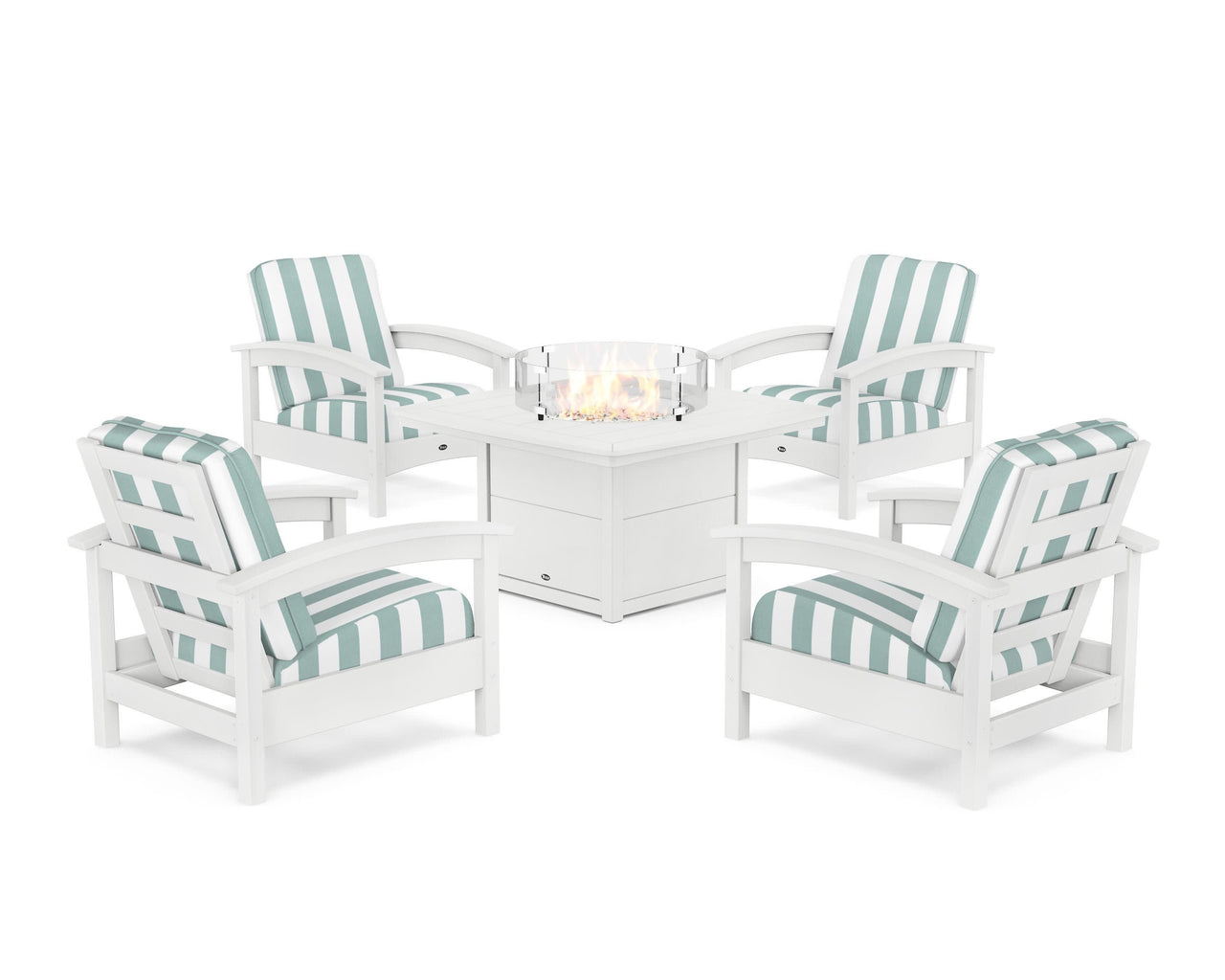 Trex Rockport 5-Piece Deep Seating Set with Yacht Club Fire Pit Table