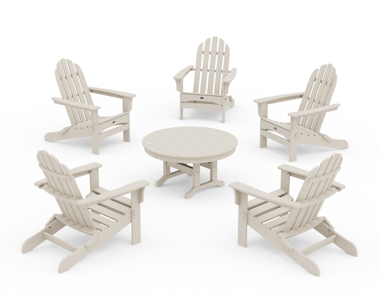 Trex Cape Cod 6-Piece Folding Adirondack Conversation Set - Sand Castle