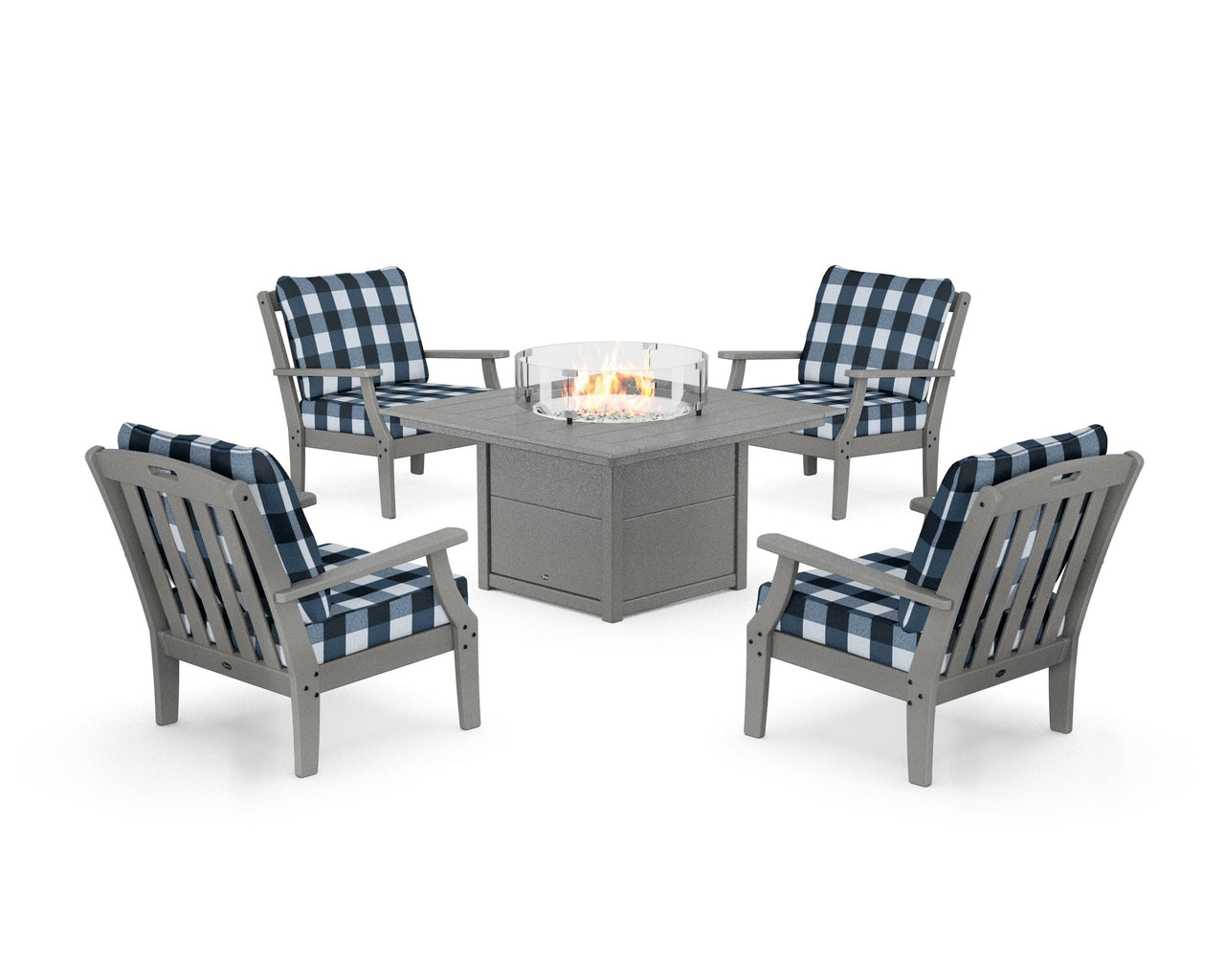 Trex Yacht Club 5-Piece Deep Seating Set with Square Fire Pit Table