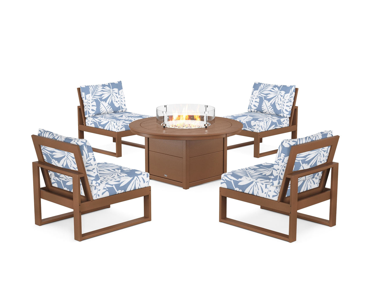 Trex Eastport Modular 5-Piece Deep Seating Set with Round Fire Pit Table