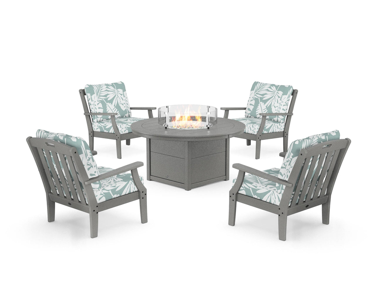 Trex Yacht Club 5-Piece Deep Seating Set with Round Fire Pit Table