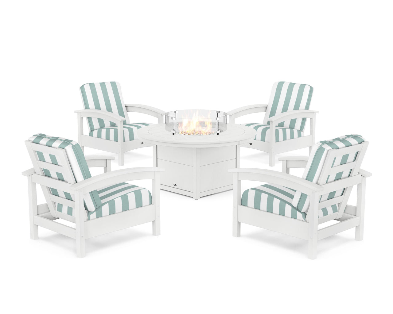Trex Rockport 5-Piece Deep Seating Set with Round Fire Pit Table