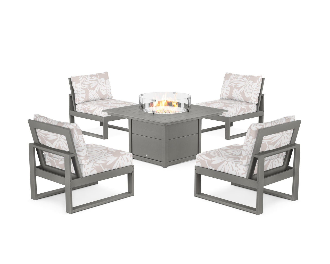 Trex Eastport Modular 5-Piece Deep Seating Set with Square Fire Pit Table