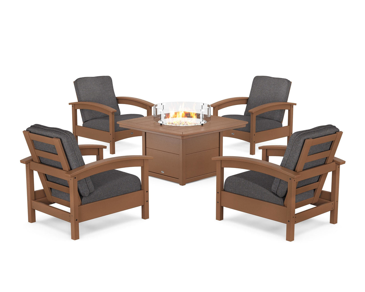 Trex Rockport 5-Piece Deep Seating Set with Yacht Club Fire Pit Table