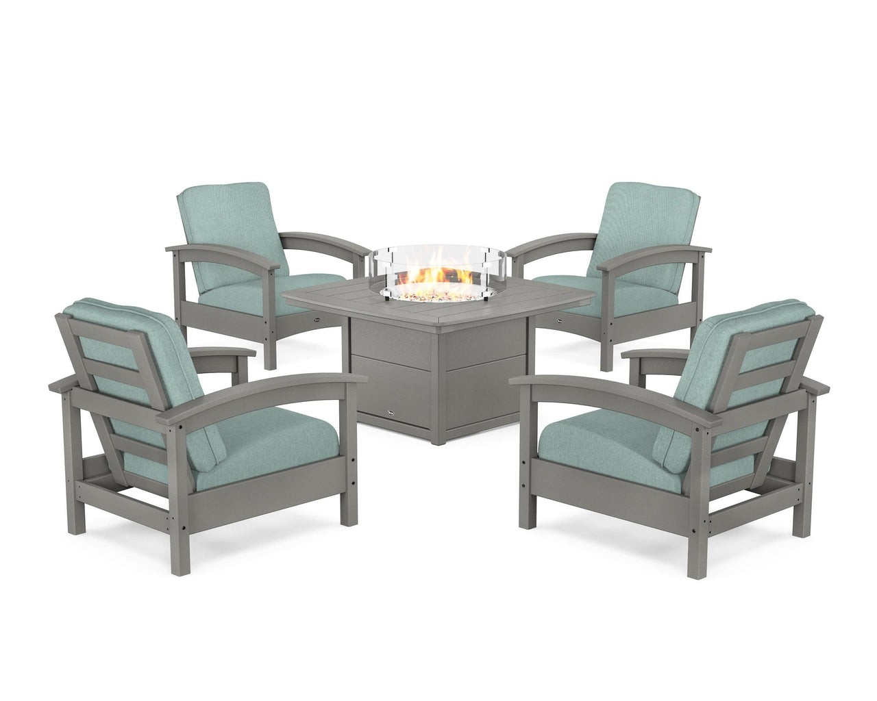Trex Rockport 5-Piece Deep Seating Set with Yacht Club Fire Pit Table