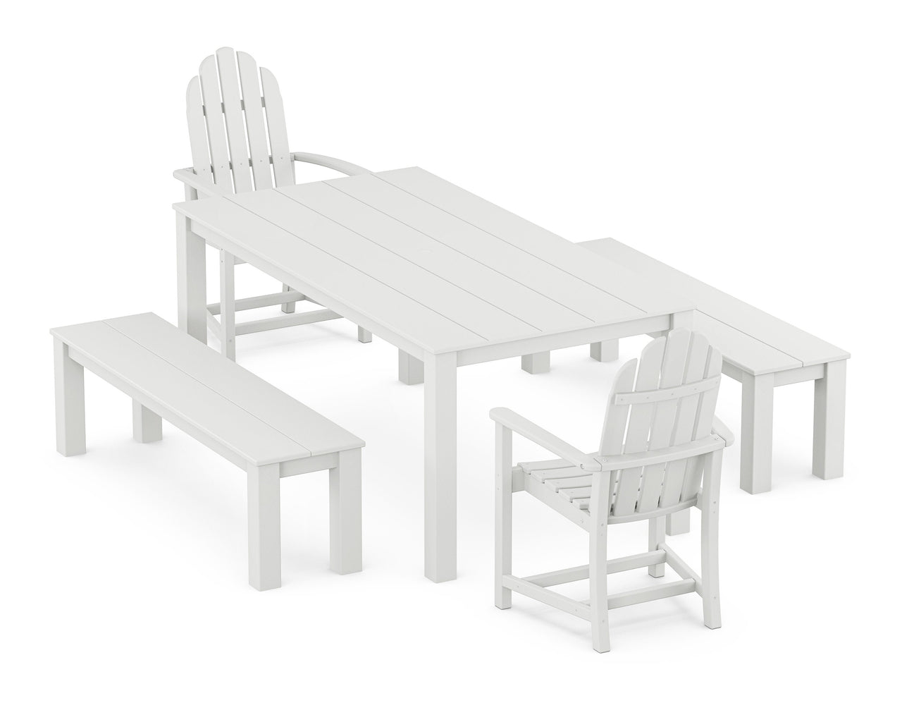 Trex Cape Cod Adirondack 5-Piece Parsons Dining Set with Benches