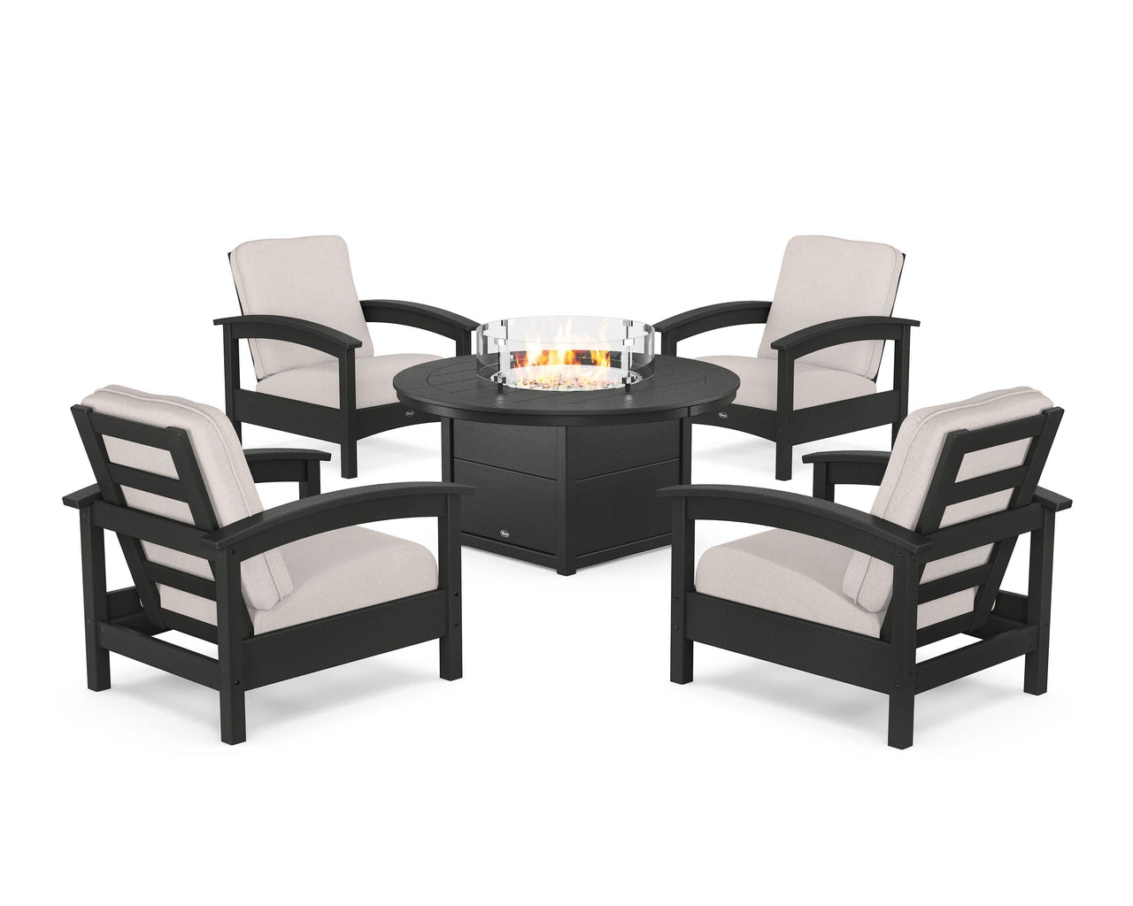 Trex Rockport 5-Piece Deep Seating Set with Round Fire Pit Table