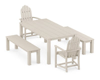 Thumbnail for Trex Cape Cod Adirondack 5-Piece Parsons Dining Set with Benches - Sand Castle