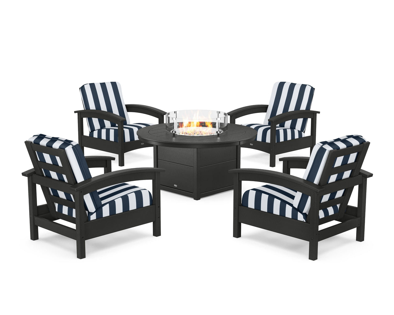Trex Rockport 5-Piece Deep Seating Set with Round Fire Pit Table