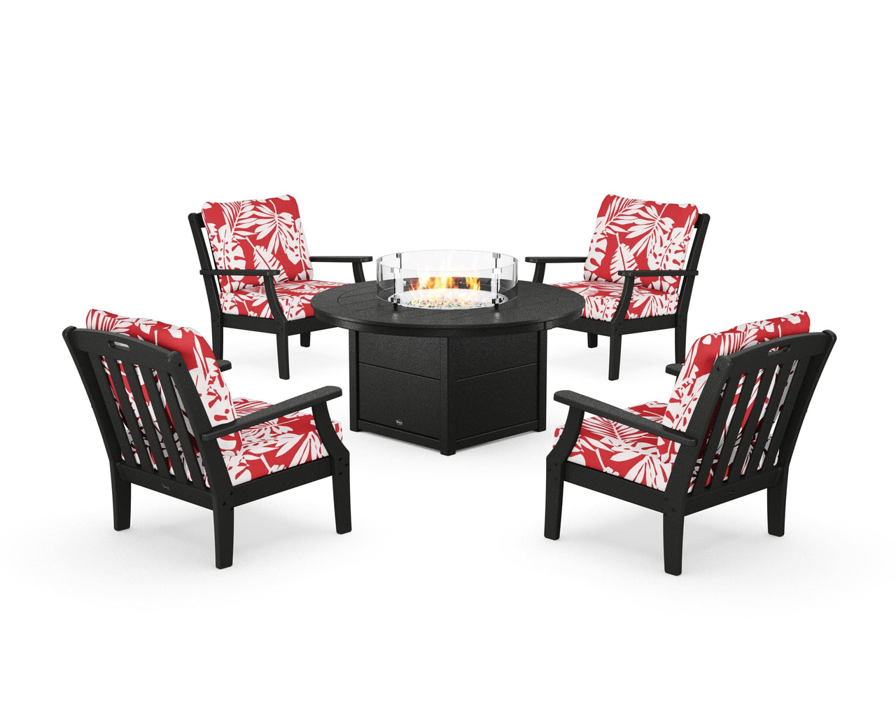 Trex Yacht Club 5-Piece Deep Seating Set with Round Fire Pit Table