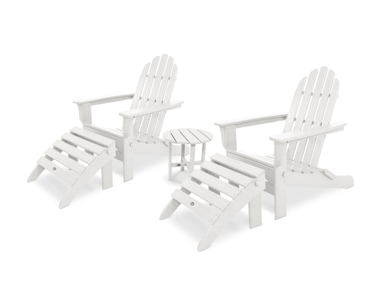 Trex Cape Cod Folding Adirondack Set with Ottomans - Classic White