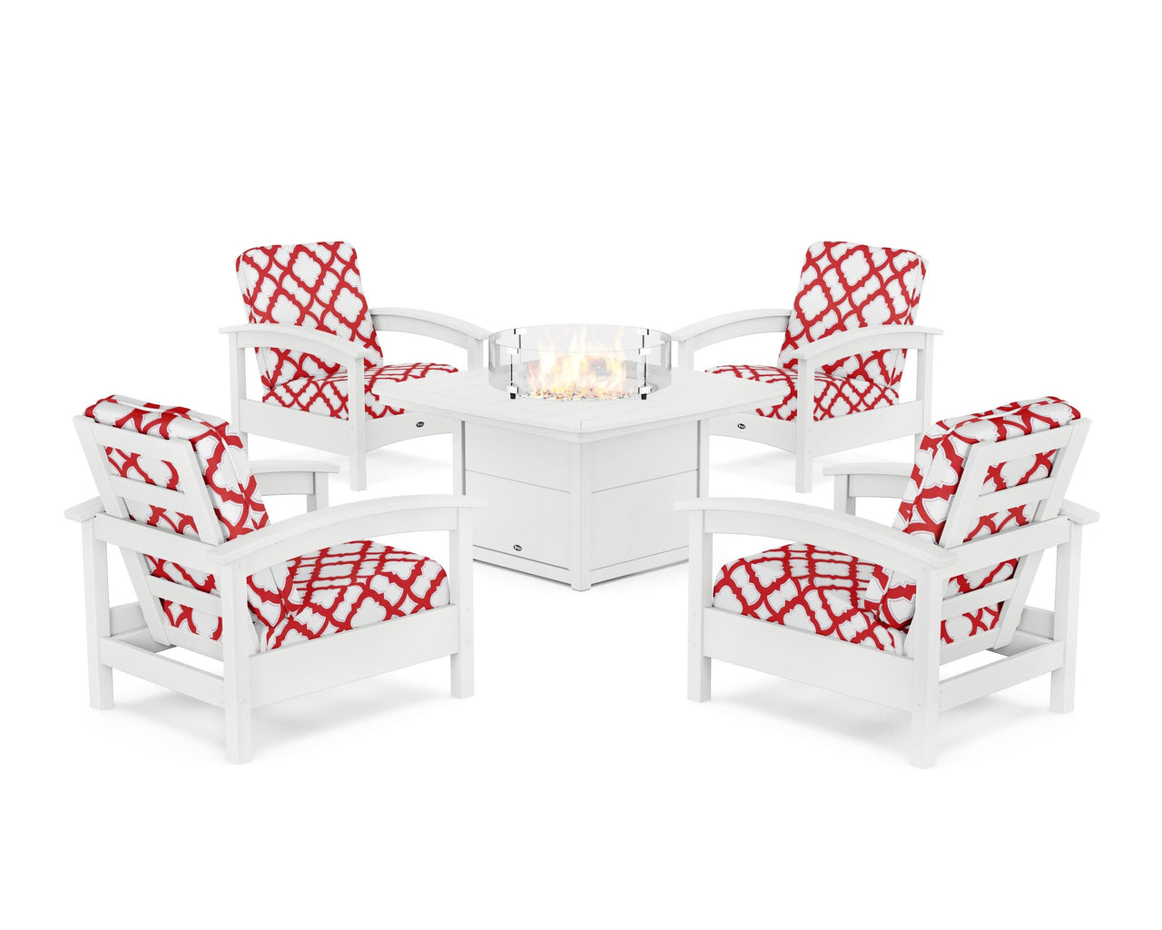Trex Rockport 5-Piece Deep Seating Set with Yacht Club Fire Pit Table
