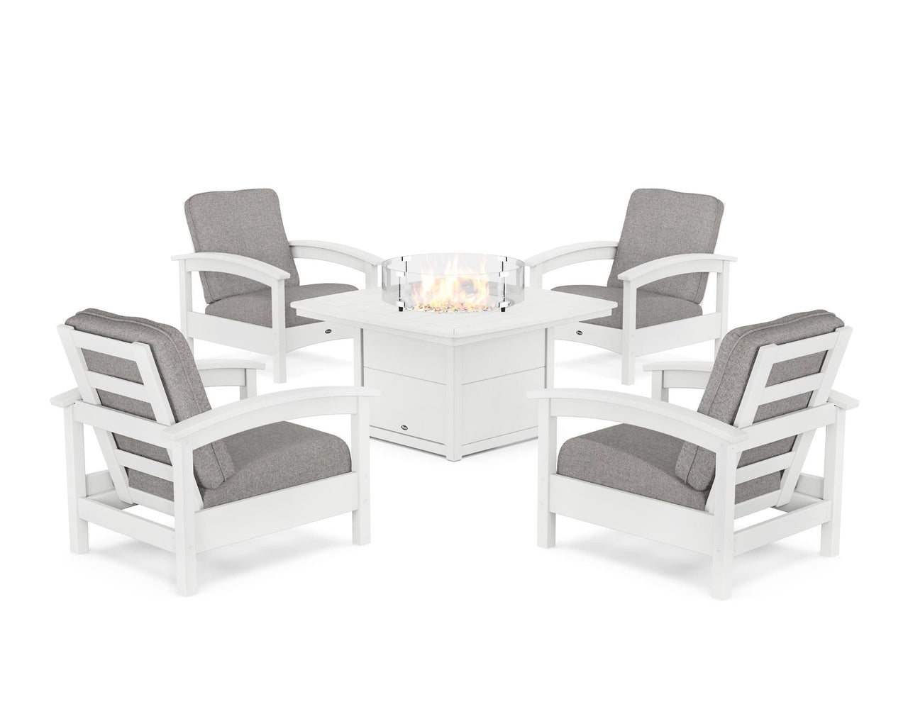 Trex Rockport 5-Piece Deep Seating Set with Yacht Club Fire Pit Table