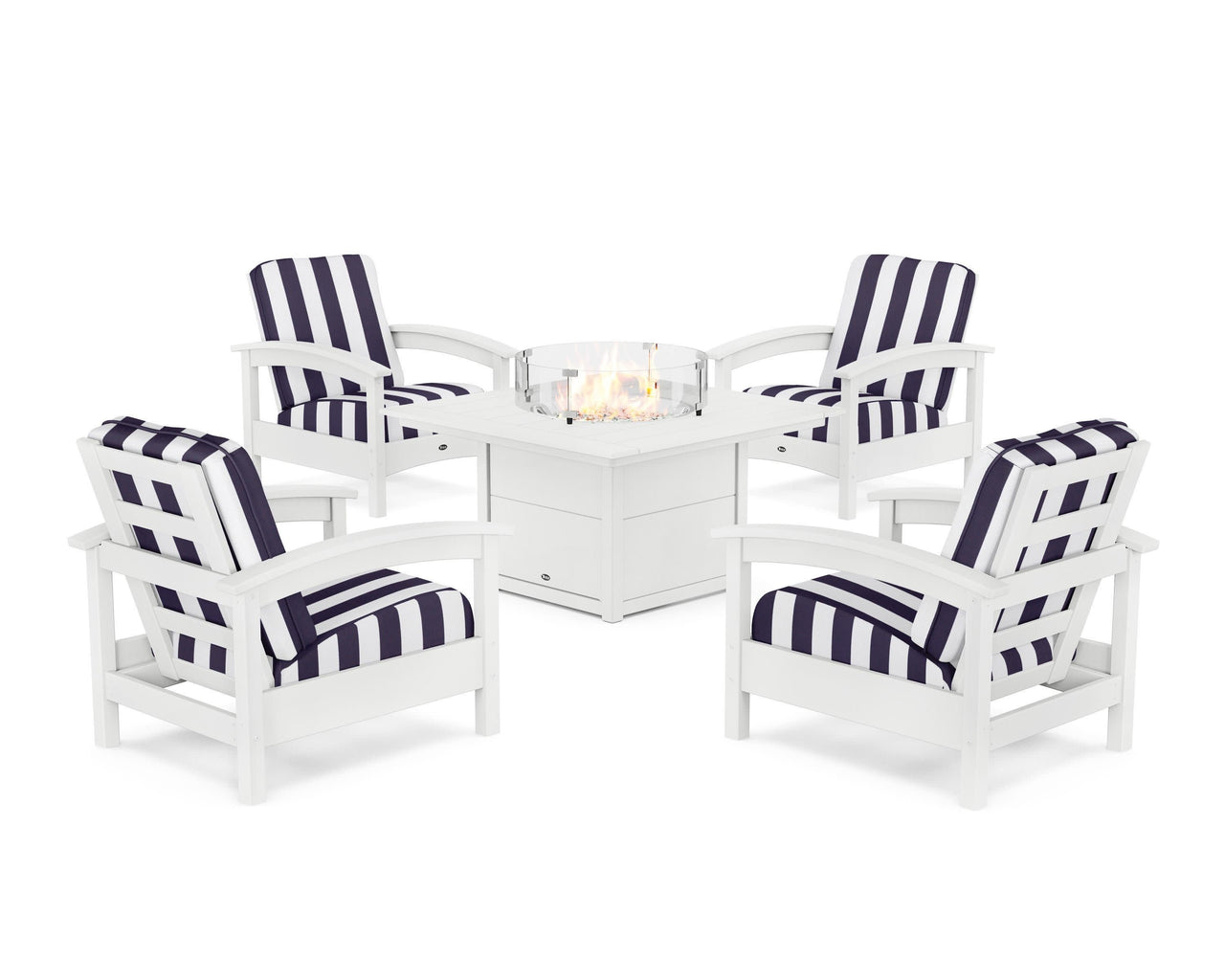 Trex Rockport 5-Piece Deep Seating Set with Square Fire Pit Table