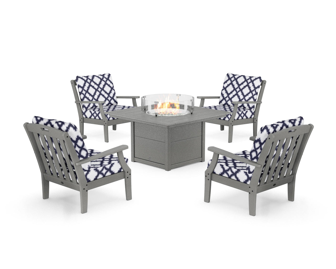 Trex Yacht Club 5-Piece Deep Seating Set with Square Fire Pit Table