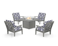 Thumbnail for Trex Yacht Club 5-Piece Deep Seating Set with Square Fire Pit Table