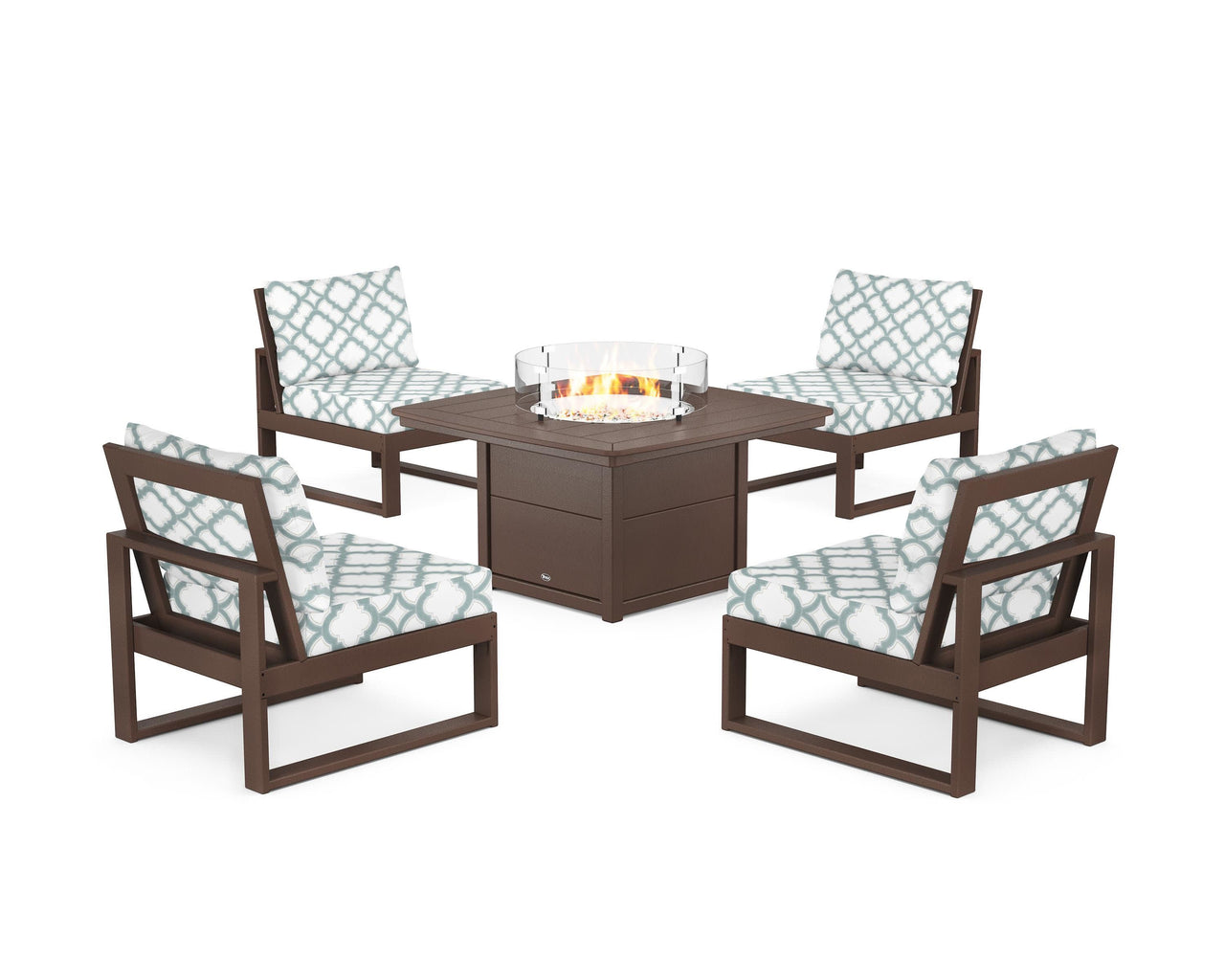 Trex Eastport Modular 5-Piece Deep Seating Set with Yacht Club Fire Pit Table