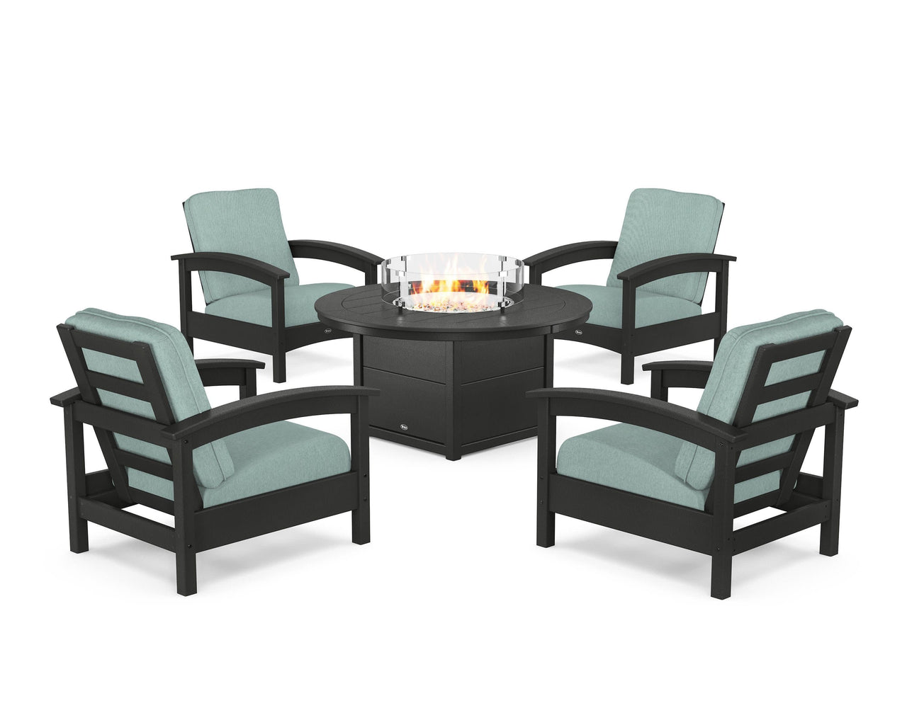 Trex Rockport 5-Piece Deep Seating Set with Round Fire Pit Table