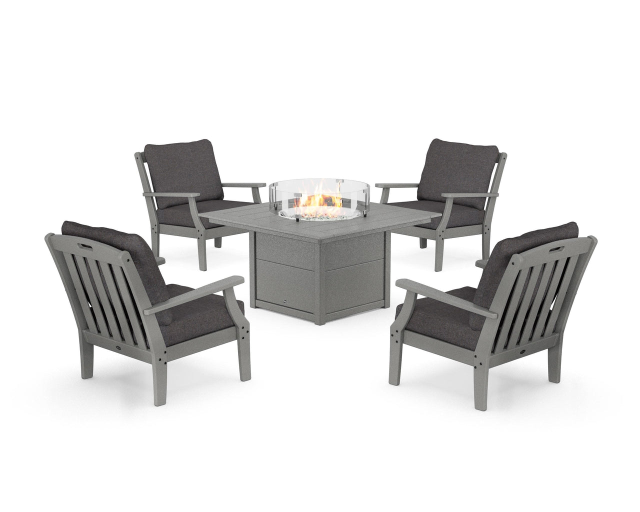 Trex Yacht Club 5-Piece Deep Seating Set with Square Fire Pit Table