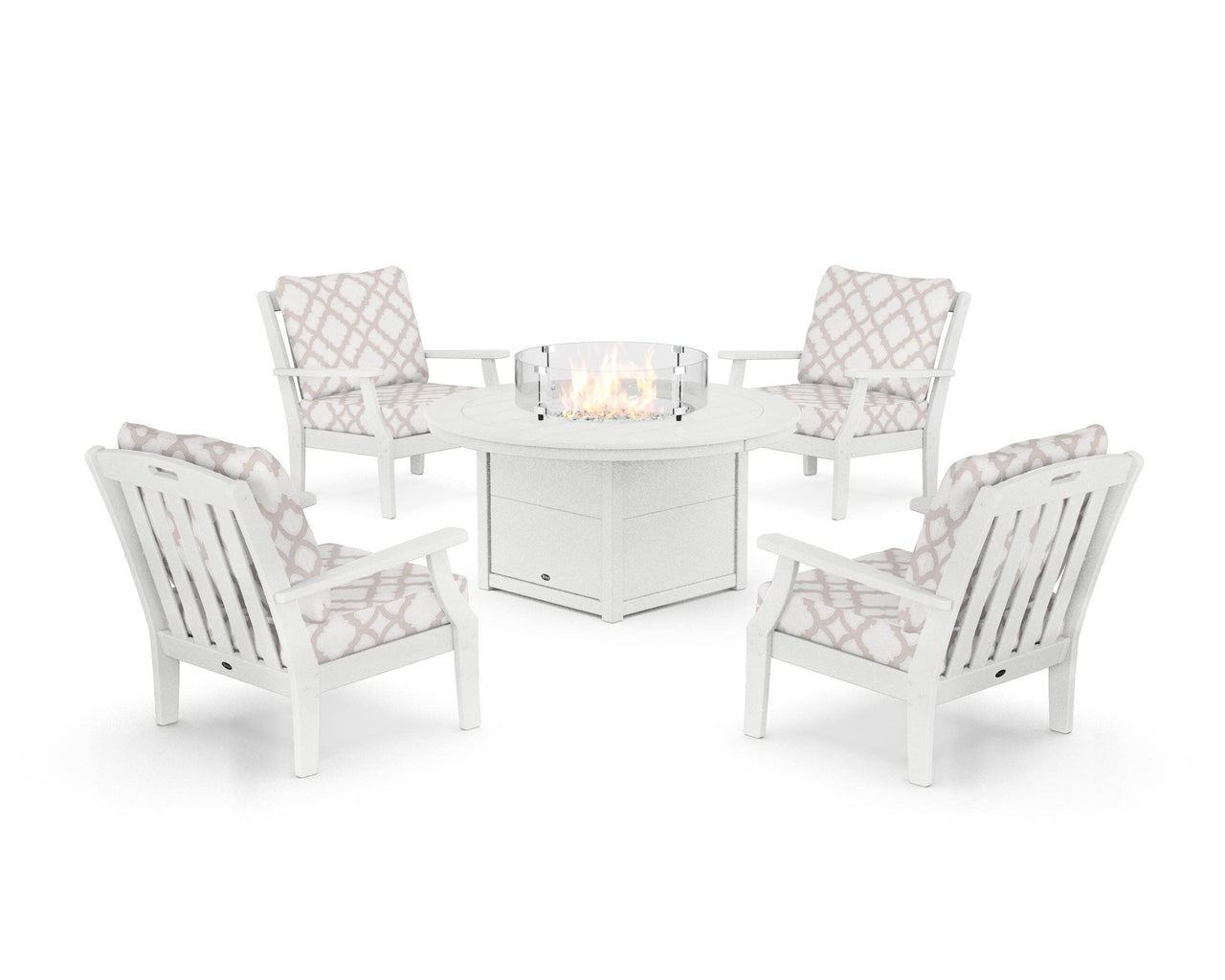 Trex Yacht Club 5-Piece Deep Seating Set with Round Fire Pit Table