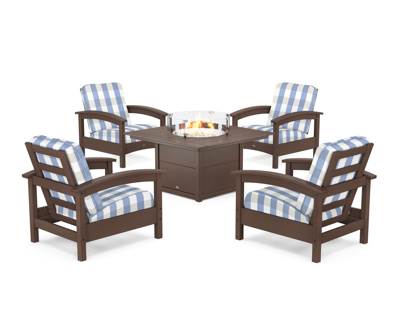 Trex Rockport 5-Piece Deep Seating Set with Square Fire Pit Table