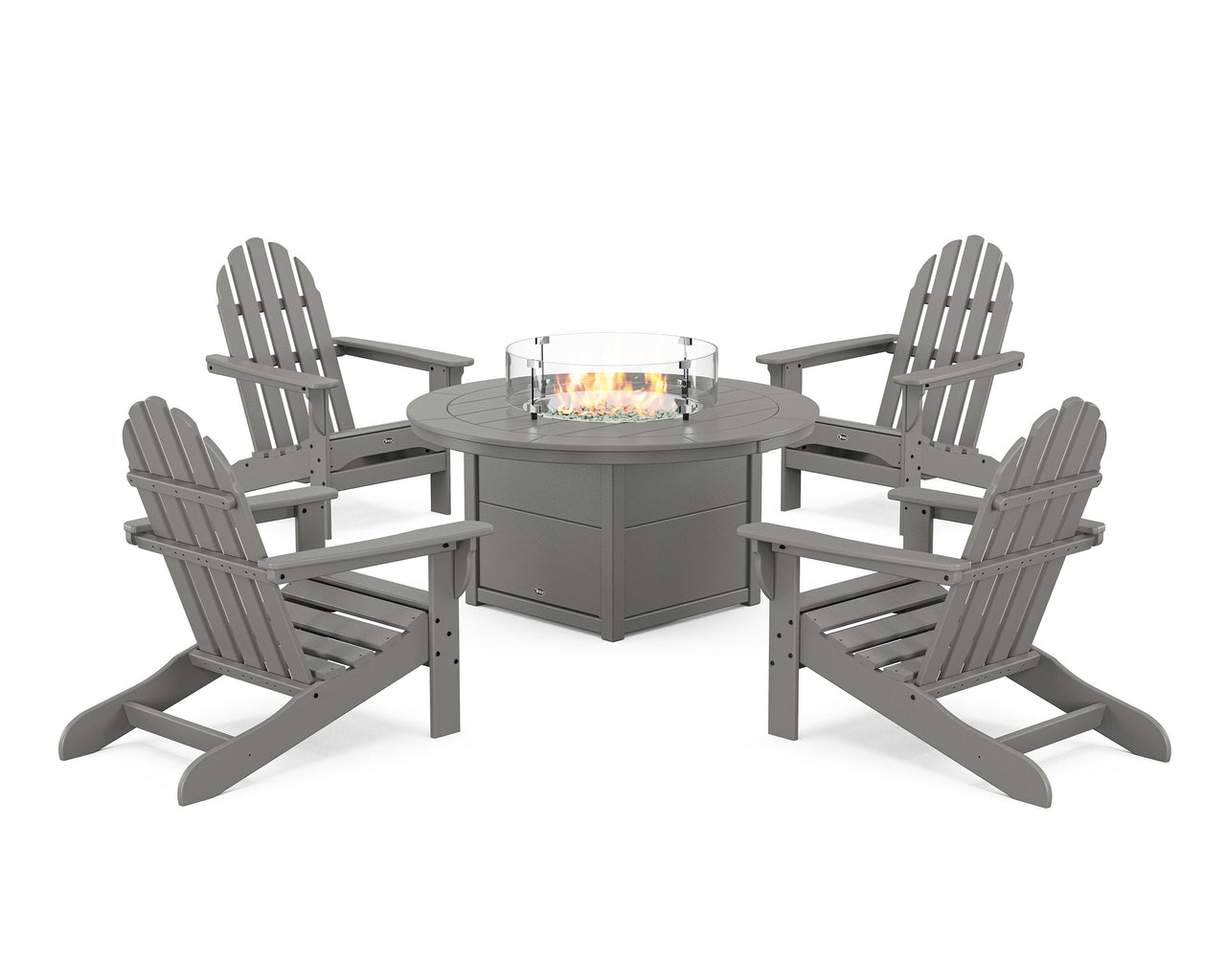 Trex Cape Cod Adirondack 5-Piece Set with Round Fire Pit Table
