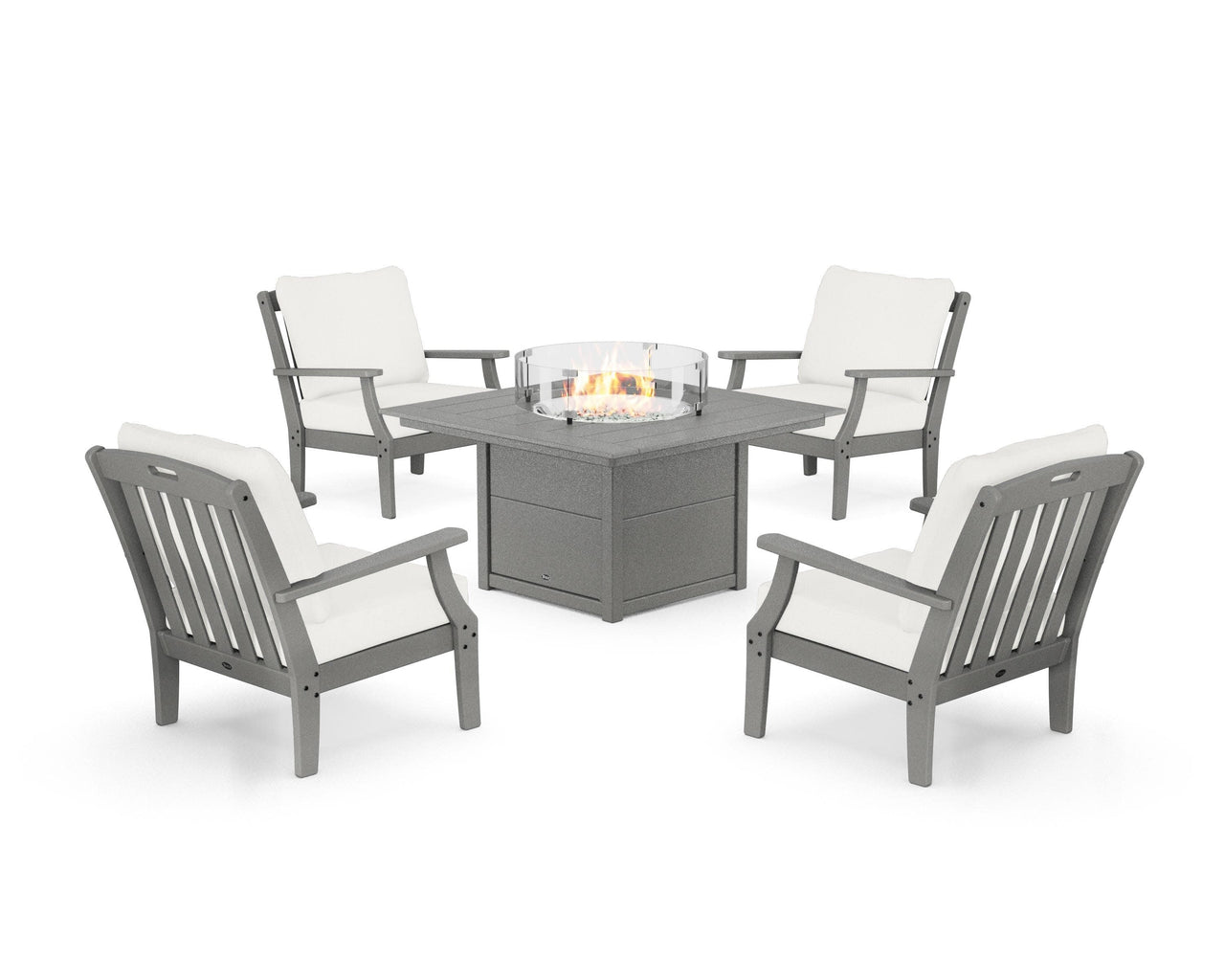 Trex Yacht Club 5-Piece Deep Seating Set with Square Fire Pit Table