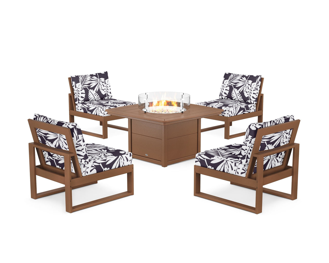 Trex Eastport Modular 5-Piece Deep Seating Set with Yacht Club Fire Pit Table