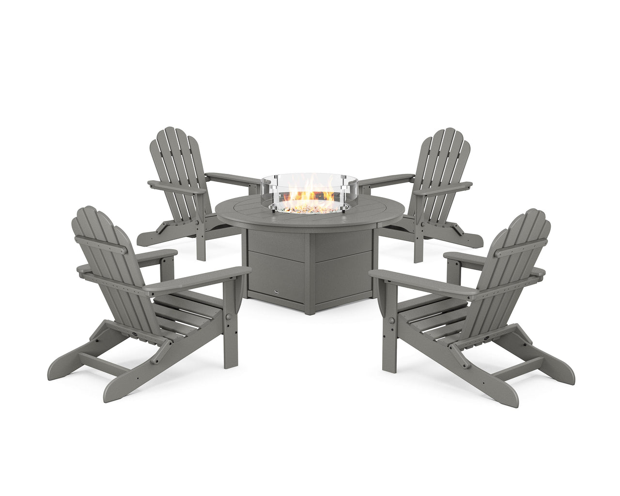 Trex 5-Piece Monterey Bay Folding Adirondack Conversation Set with Fire Pit Table