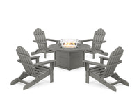Thumbnail for Trex 5-Piece Monterey Bay Folding Adirondack Conversation Set with Fire Pit Table