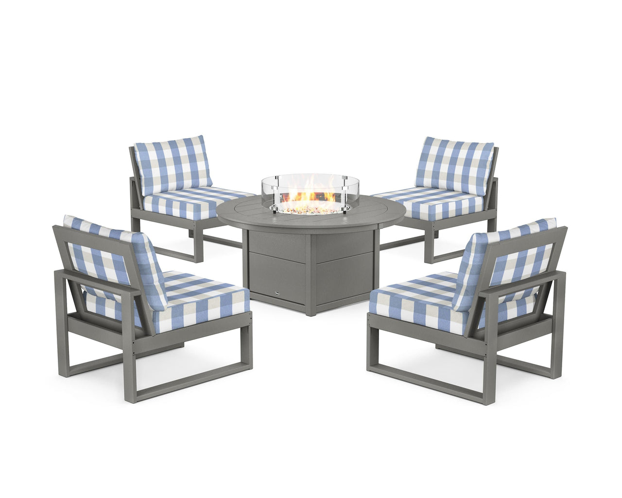 Trex Eastport Modular 5-Piece Deep Seating Set with Round Fire Pit Table