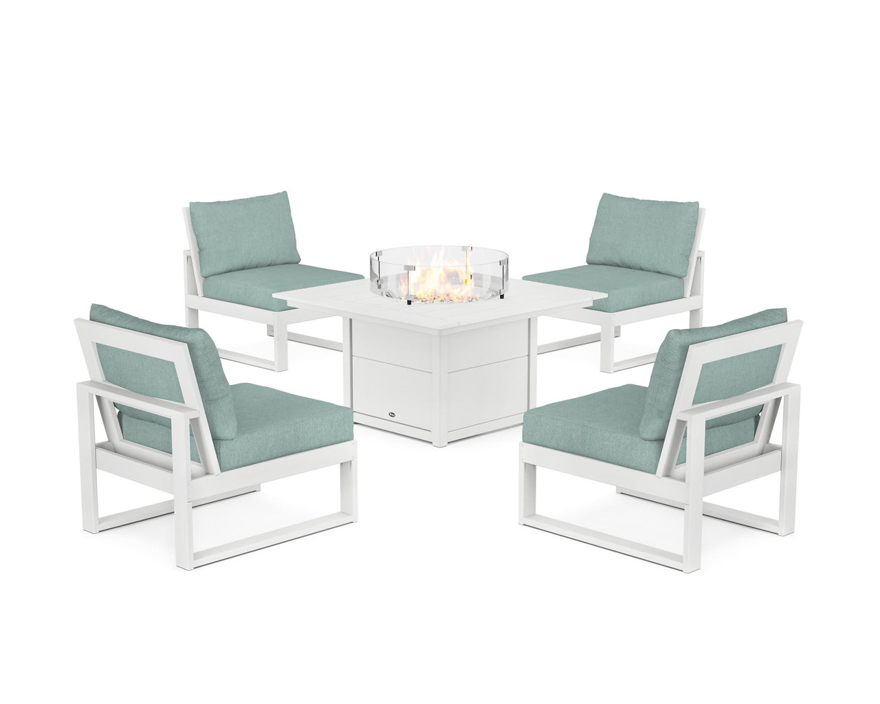 Trex Eastport Modular 5-Piece Deep Seating Set with Square Fire Pit Table