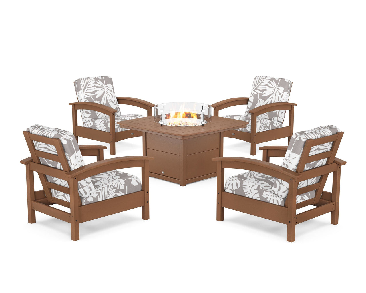 Trex Rockport 5-Piece Deep Seating Set with Yacht Club Fire Pit Table