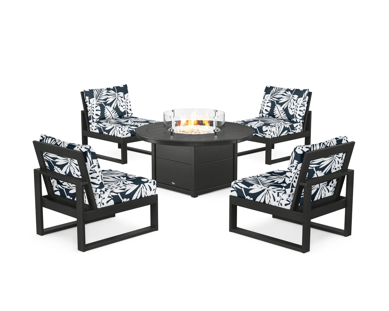 Trex Eastport Modular 5-Piece Deep Seating Set with Round Fire Pit Table