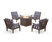 Thumbnail for Trex Yacht Club 5-Piece Deep Seating Set with Round Fire Pit Table