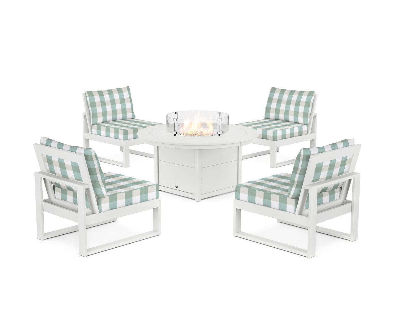 Trex Eastport Modular 5-Piece Deep Seating Set with Round Fire Pit Table