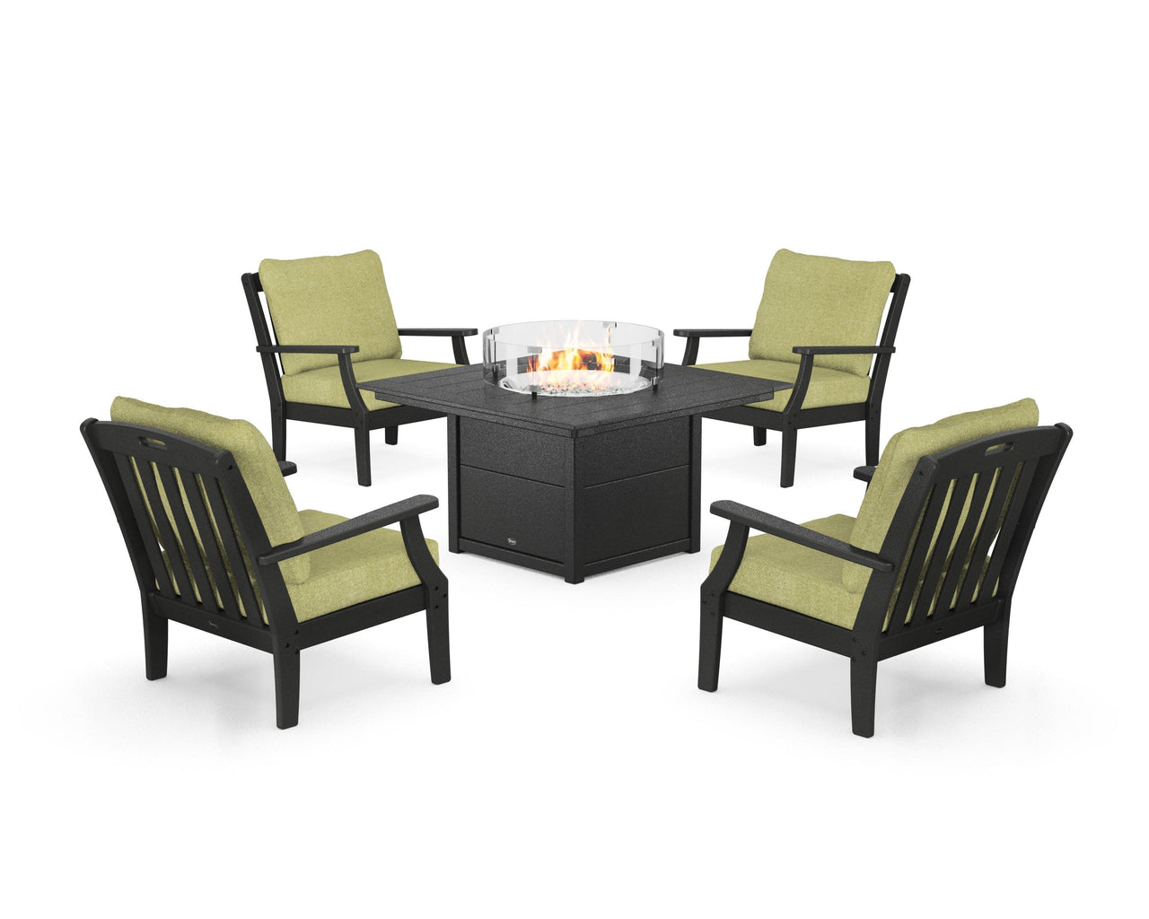 Trex Yacht Club 5-Piece Deep Seating Set with Square Fire Pit Table