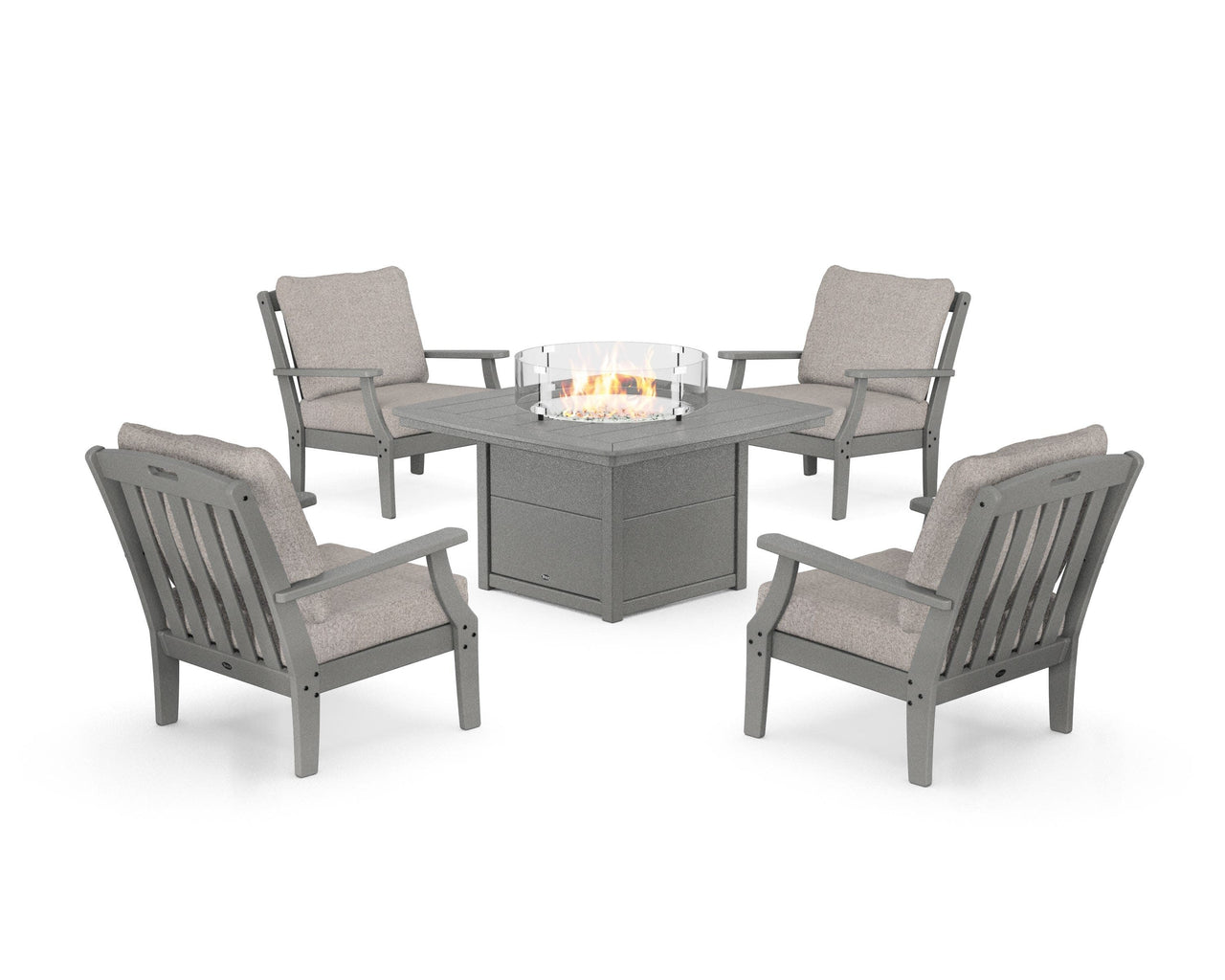 Trex Yacht Club 5-Piece Deep Seating Set with Fire Pit Table