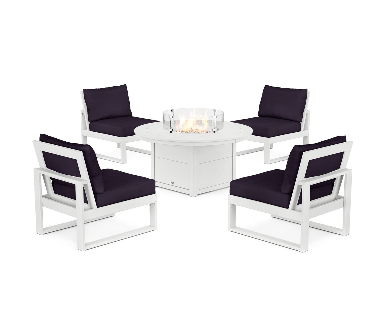 Trex Eastport Modular 5-Piece Deep Seating Set with Round Fire Pit Table