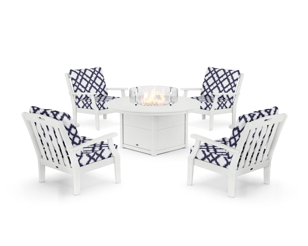 Trex Yacht Club 5-Piece Deep Seating Set with Round Fire Pit Table