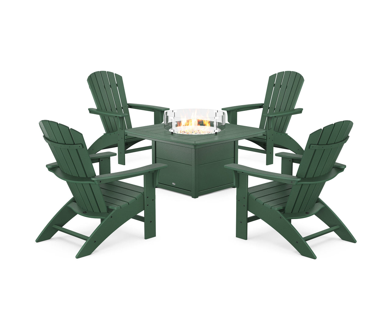 Trex Yacht Club Adirondack 5-Piece Set with Fire Pit Table