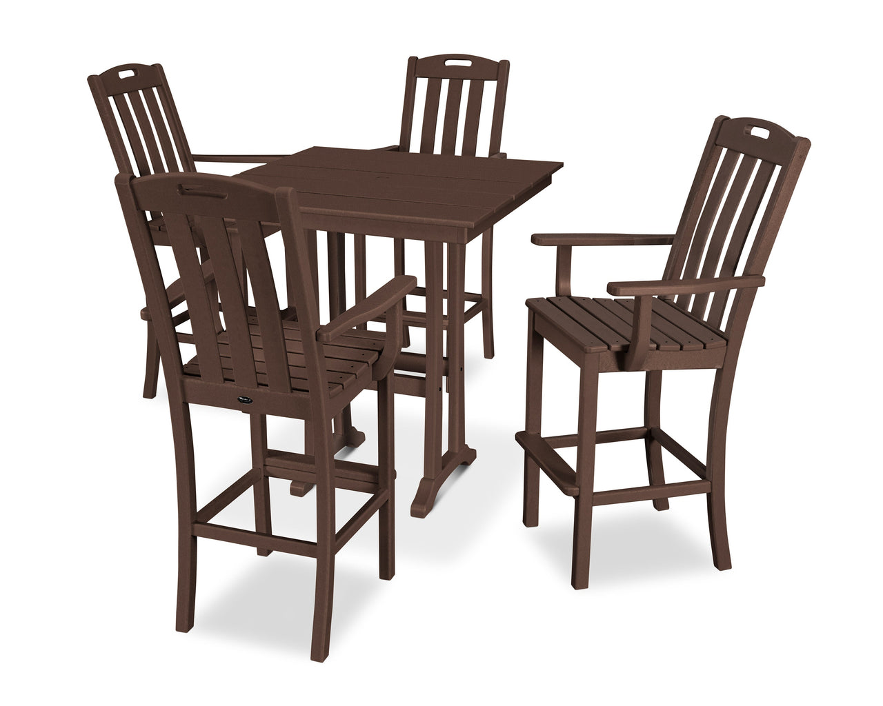 Trex Yacht Club 5-Piece Farmhouse Trestle Arm Chair Bar Set